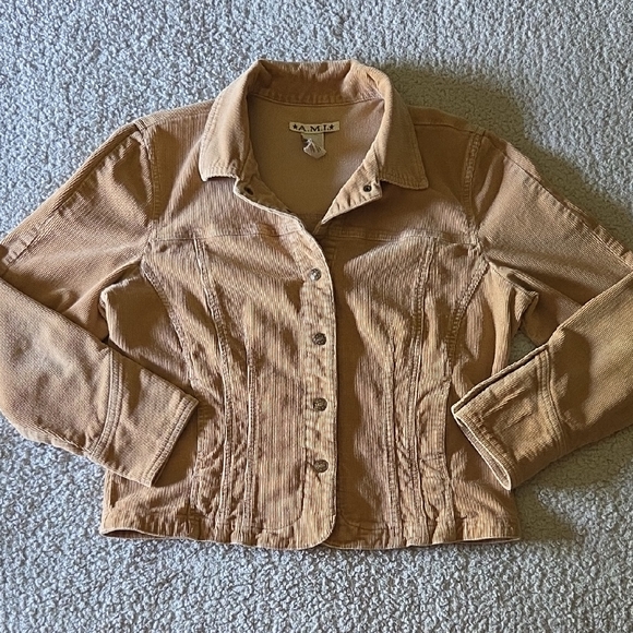 A.M.I. Jackets & Blazers - Vintage Y2K Western Cropped Contoured Corduroy Snap Button Mock Neck Jacket